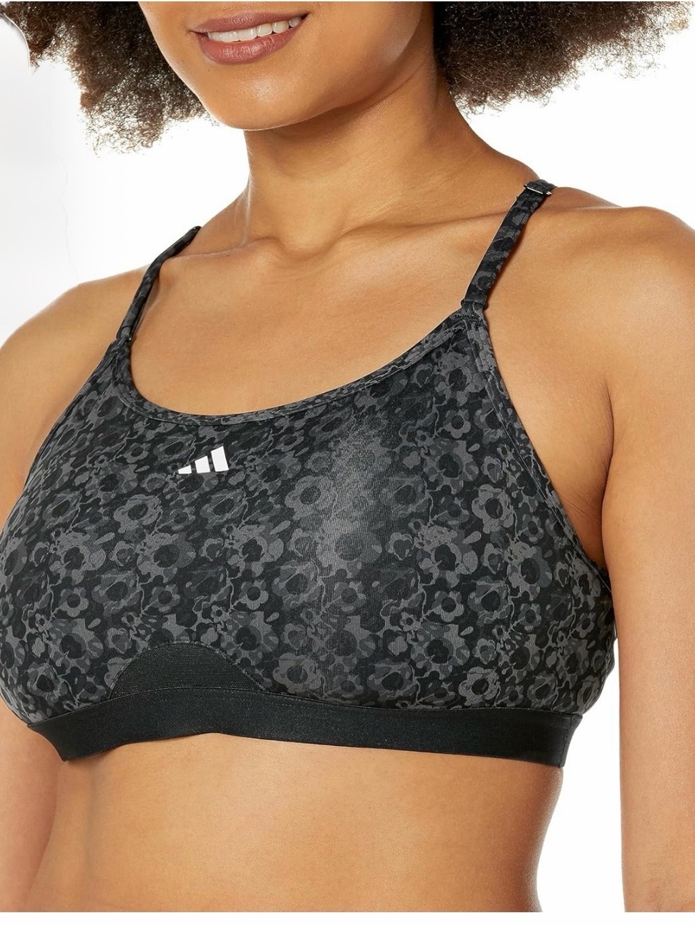 NWT adidas Aeroreact Light Support Sports Bra Black Floral XL DD HZ1530